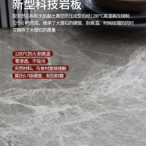 Bàn ghế phòng ăn hiện đai, mặt bàn đá, chân bàn gỗ. - Hình 5