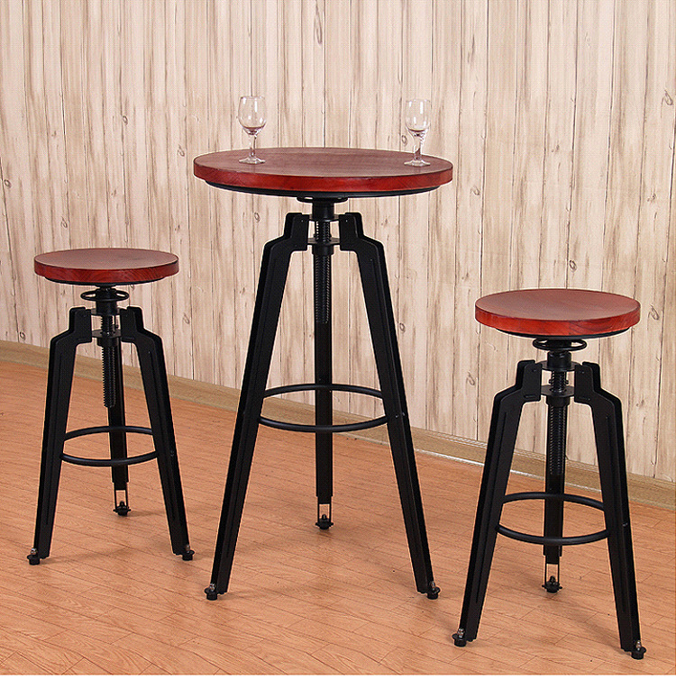 Bàn ghế Phong cách Châu Âu mới rèn sắt gỗ thanh Bàn ghế giải trí cafe bar bar có thể nâng Bàn ghế - Hình 2 Bàn ghế Phong cách Châu Âu mới rèn sắt gỗ thanh Bàn ghế giải trí cafe bar bar có thể nâng Bàn ghế - Hình 2