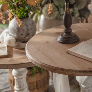 Bàn ghế Phong cách cổ điển Pháp Bàn ghế ăn gỗ đặc phòng khách Bàn ghế tròn trắng cà phê trang trí homestay giải trí Bàn đàm phán - Hình 4