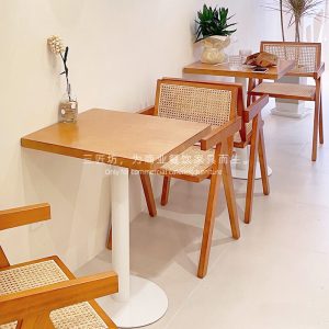 Bàn ghế phong cách cổ điển quán trà sữa Bàn ghế mây gỗ chắc chắn ghế ăn thương mại Mỹ cafe nhà hàng Bàn ghế - Hình 2