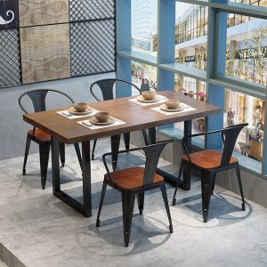 Bàn ghế Phong cách công nghiệp Bàn ăn gỗ nguyên khối Bàn ăn nhà hàng phong cách cổ điển Mỹ Bàn ăn quán cà phê sáng tạo nhà hàng lẩu Bàn ăn và ghế