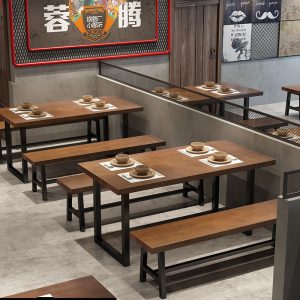 Bàn ghế Phong cách công nghiệp Bàn ăn gỗ nguyên khối Bàn ăn nhà hàng phong cách cổ điển Mỹ Bàn ăn quán cà phê sáng tạo nhà hàng lẩu Bàn ăn và ghế - Hình 4