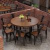 Bàn ghế Phong cách công nghiệp Bàn ăn tròn gỗ nguyên khối và ghế quầy bar quầy tiếp tân quán cà phê Bàn ăn quầy bar Bàn ăn và ghế