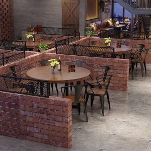 Bàn ghế Phong cách công nghiệp Bàn ăn tròn gỗ nguyên khối và ghế quầy bar quầy tiếp tân quán cà phê Bàn ăn quầy bar Bàn ăn và ghế - Hình 2