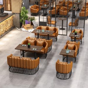 Bàn ghế Phong cách công nghiệp Bàn ghế nhà hàng bar cafe bistro quán trà sữa card ghế sofa Bàn đàm phán kiểu Mỹ - Hình 2