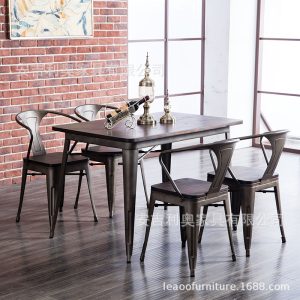 Bàn ghế Phong cách công nghiệp bề mặt gỗ chắc chắn Bàn dài Bàn ăn gia đình Bàn làm việc Bàn làm việc đơn giản và thiết thực Bàn sắt rèn Bắc Âu Bàn gác xép - Hình 2