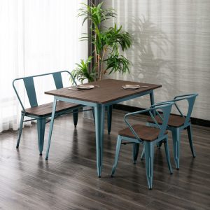 Bàn ghế Phong cách công nghiệp bề mặt gỗ chắc chắn Bàn dài Bàn ăn gia đình Bàn làm việc Bàn làm việc đơn giản và thiết thực Bàn sắt rèn Bắc Âu Bàn gác xép