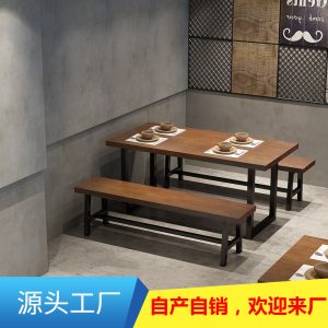 Bàn ghế Phong cách công nghiệp cổ điển Bàn ghế ăn gỗ đặc quán trà sữa quán cà phê nhà hàng lẩu nhà hàng thịt nướng nhà hàng thịt nướng Bàn ăn