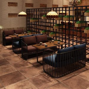 Bàn ghế Phong cách công nghiệp cổ điển quán cà phê ghế sofa thịt nướng cửa hàng nhà hàng phương tây sắt rèn Bàn ăn và ghế
