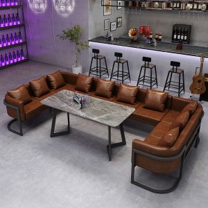 Bàn ghế Phong cách công nghiệp cổ điển sắt nghệ thuật sofa ghế giải trí thanh nướng cà phê nhà hàng thanh tấm đá Bàn ăn và ghế - Hình 2