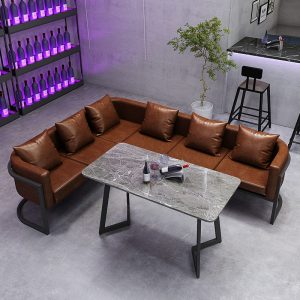 Bàn ghế Phong cách công nghiệp cổ điển sắt nghệ thuật sofa ghế giải trí thanh nướng cà phê nhà hàng thanh tấm đá Bàn ăn và ghế - Hình 3