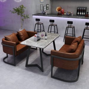 Bàn ghế Phong cách công nghiệp cổ điển sắt nghệ thuật sofa ghế giải trí thanh nướng cà phê nhà hàng thanh tấm đá Bàn ăn và ghế - Hình 4