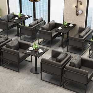 Bàn ghế Phong cách công nghiệp cổ điển thanh quán trà sữa quán cà phê ghế sofa nhà hàng phương tây cửa hàng lẩu Bàn ăn ghế - Hình 3