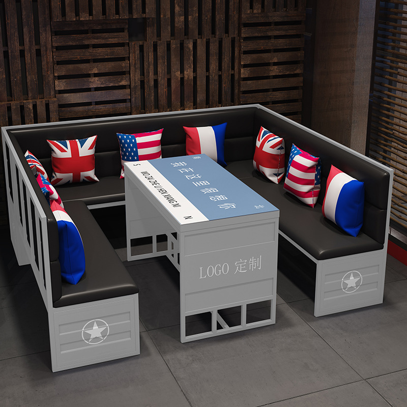 Bàn ghế Phong cách công nghiệp ghế sofa quầy bar Bàn ghế thanh lưới sáng tạo Bàn gỗ nguyên khối màu đỏ quán cà phê nhà hàng quán cà phê - Hình 2 Bàn ghế Phong cách công nghiệp ghế sofa quầy bar Bàn ghế thanh lưới sáng tạo Bàn gỗ nguyên khối màu đỏ quán cà phê nhà hàng quán cà phê - Hình 2