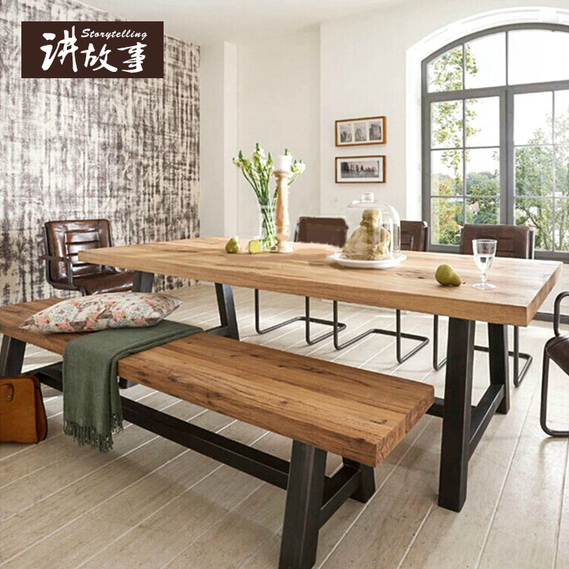 Bàn ghế Phong cách công nghiệp Mỹ Bàn ăn gỗ nguyên khối Bàn trà cà phê nhà hàng Bàn ghế gỗ Bàn sắt rèn Bàn ăn Bàn ghế Phong cách công nghiệp Mỹ Bàn ăn gỗ nguyên khối Bàn trà cà phê nhà hàng Bàn ghế gỗ Bàn sắt rèn Bàn ăn