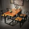 Bàn ghế Phong cách công nghiệp nội thất nhà hàng Bàn ăn vuông và ghế phòng nhỏ đơn giản Bàn vuông sắt rèn gỗ nguyên khối