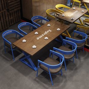 Bàn ghế Phong cách công nghiệp quán trà sữa Bàn ghế cafe Bàn ăn ghế bar khu nghỉ ngơi Bàn đàm phán lưới lẩu đỏ nướng - Hình 2