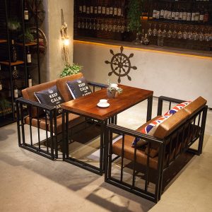 Bàn ghế Phong cách công nghiệp quầy bar ghế nhà hàng phương tây sofa quán cà phê cửa hàng lẩu gác xép quầy bar ăn uống Bàn ghế sắt rèn
