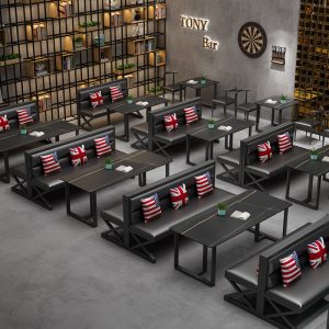 Bàn ghế phong cách công nghiệp sắt nghệ thuật Nhà hàng thanh ghế sofa thịt nướng quán lẩu cà phê Bàn ghế - Hình 2