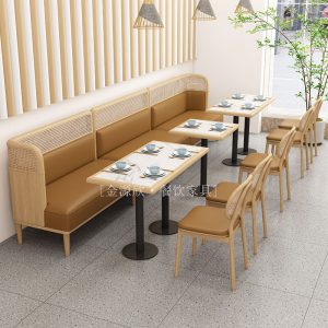 Bàn ghế Phong cách Đông Nam Á mây gỗ chắc chắn ghế sofa khách sạn nhà hàng trà quán cà phê dựa vào tường chủ đề nhà hàng Bàn ghế
