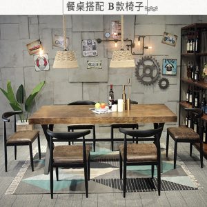 Bàn ghế Phong cách Mỹ cũ Bàn dài nhà hàng cửa hàng lẩu Bàn ăn sắt rèn ghế cafe bar Bàn ăn gỗ nguyên khối - Hình 4