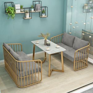 Bàn ghế Phong cách sang trọng Bắc Âu nổi tiếng với cùng một tráng miệng quán cà phê quán trà sữa Bàn ghế ghế sofa sắt rèn đôi - Hình 4
