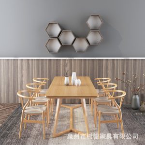 Bàn ghế Phòng khách kiểu khúc gỗ đơn giản kiểu Bắc Âu Italy Bàn ăn bằng gỗ nguyên khối quán cà phê trà sữa quầy bar bán đồ ăn nhẹ giải trí Bàn ghế gỗ nguyên khối - Hình 3