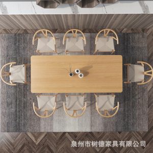Bàn ghế Phòng khách kiểu khúc gỗ đơn giản kiểu Bắc Âu Italy Bàn ăn bằng gỗ nguyên khối quán cà phê trà sữa quầy bar bán đồ ăn nhẹ giải trí Bàn ghế gỗ nguyên khối - Hình 4