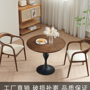 Bàn ghế phòng nhỏ bằng gỗ nguyên khối đơn giản Bàn tròn ban công Bàn ăn Bàn ghế thương mại homestay nhà hàng quán cà phê - Hình 2