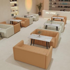 Bàn ghế Phục vụ cao cấp quán trà sữa sofa quán cà phê Bàn ghế quầy bar đàm phán kinh doanh tiếp tân giải trí ghế đôi - Hình 2