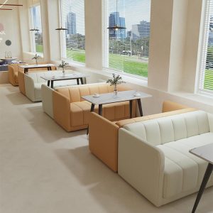 Bàn ghế Phục vụ cao cấp quán trà sữa sofa quán cà phê Bàn ghế quầy bar đàm phán kinh doanh tiếp tân giải trí ghế đôi - Hình 4