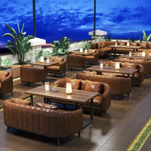 Bàn ghế Quán bar âm nhạc quán ăn bàn ghế gỗ nguyên khối ghế sofa quán nướng quán cà phê - Hình 2