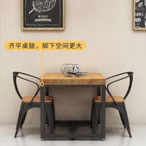 Bàn ghế quán bar phong cách công nghiệp quán trà sữa quán ăn vặt Bàn vuông đôi nhà hàng thương mại Bàn vuông nhỏ - Hình 2