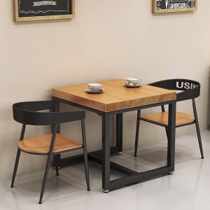 Bàn ghế quán bar phong cách công nghiệp quán trà sữa quán ăn vặt Bàn vuông đôi nhà hàng thương mại Bàn vuông nhỏ