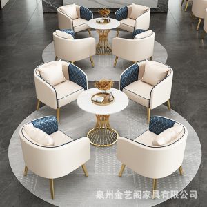 Bàn ghế Quán cà phê Bắc Âu ghế sofa giản dị hiện đại nhẹ nhàng sang trọng bộ phận bán hàng lễ tân khách sạn Bàn ghế để gặp gỡ khách và đàm phán - Hình 2