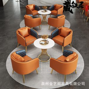 Bàn ghế Quán cà phê Bắc Âu ghế sofa giản dị hiện đại nhẹ nhàng sang trọng bộ phận bán hàng lễ tân khách sạn Bàn ghế để gặp gỡ khách và đàm phán - Hình 3