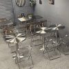 Bàn ghế Quán cà phê Bàn inox Bàn hình chữ nhật ngoài trời lưới sắt rèn kim loại màu đỏ nhà hàng phong cách công nghiệp Bàn ghế ăn