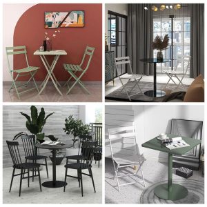 Bàn ghế Quán cà phê Bàn tròn quán trà sữa quán cà phê đàm phán thương mại gấp sofa bên Bàn cà phê sắt Bàn tròn nhỏ - Hình 2