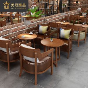 Bàn ghế quán cà phê bình thường quán trà sữa quán tráng miệng quầy bar sách khu vực nghỉ ngơi Lễ tân và đàm phán Bàn ghế gỗ cứng - Hình 2