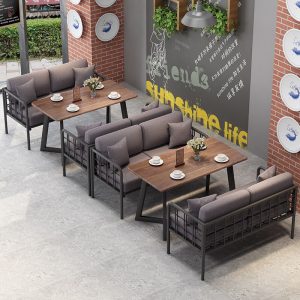 Bàn ghế Quán cà phê ghế sofa Bàn ghế công nghiệp gió thương mại nhà hàng quầy bar cửa hàng tráng miệng cửa hàng trà sữa sofa sắt rèn - Hình 2