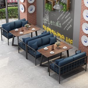 Bàn ghế Quán cà phê ghế sofa Bàn ghế công nghiệp gió thương mại nhà hàng quầy bar cửa hàng tráng miệng cửa hàng trà sữa sofa sắt rèn - Hình 3