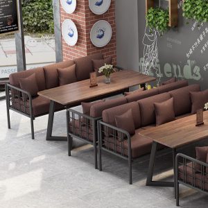 Bàn ghế Quán cà phê ghế sofa Bàn ghế công nghiệp gió thương mại nhà hàng quầy bar cửa hàng tráng miệng cửa hàng trà sữa sofa sắt rèn - Hình 4
