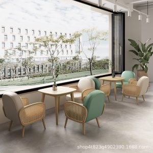 Bàn ghế Quán cà phê giản dị Sofa Chỗ ngồi Lễ tân Đàm phán Khu vực nghỉ ngơi Trà sữa Bánh Cửa hàng tráng miệng Sách Quầy bar Bàn ghế - Hình 2