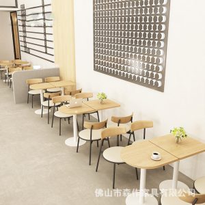 Bàn ghế Quán cà phê giản dị Tiếp tân Sofa Chỗ ngồi Cửa hàng trà sữa Ghế sofa thương mại Ghế tráng miệng Bàn ghế - Hình 3