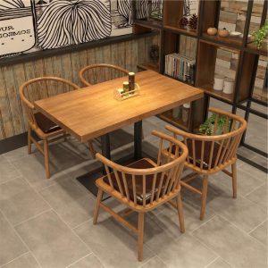 Bàn ghế Quán cà phê hiện đại hoàn chỉnh Bộ bàn ăn và ghế quán thịt nướng Bàn ăn hình chữ nhật nhà hàng quán trà sữa Bàn ăn và ghế