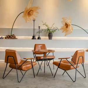 Bàn ghế Quán cà phê sắt cao cấp: Ghế sofa tiếp tân, bàn đàm phán, ghế giải trí đơn giản - Hình 3