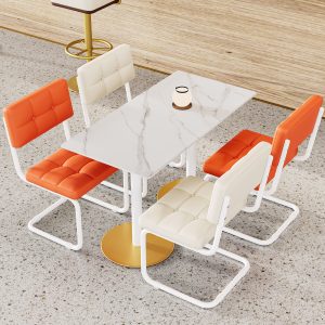 Bàn ghế quán cà phê trà sữa kem phong cách giải trí đơn giản sắt món tráng miệng bánh nhà hàng trà thương mại Bàn ghế ăn - Hình 2