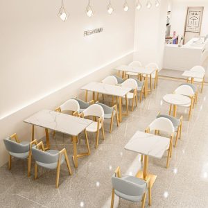 Bàn ghế quán mì cay – Thiết kế sofa kết hợp ghế ăn, dùng cho quán trà sữa, ăn nhanh, bánh bao, tráng miệng - Hình 2