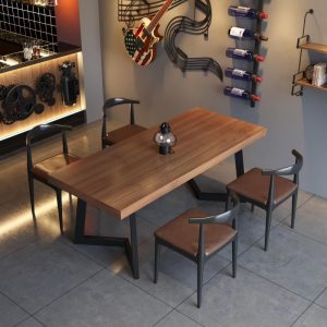 Bàn ghế Quán rượu phong cách cổ điển thanh gió công nghiệp quán cà phê nướng chủ đề nhà hàng phương tây Bàn ăn gỗ cứng và ghế - Hình 2