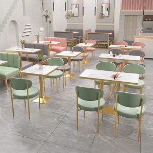 Bàn ghế Quán trà sữa bắc âu Bàn ghế ăn quán cà phê cửa hàng tráng miệng đôi ghế sofa nhà hàng Bàn ghế ăn hoàn chỉnh - Hình 3